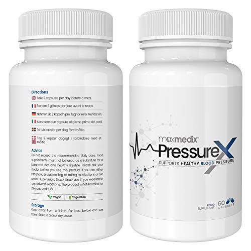 MaxMedix PressureX - Suplemento Para Mantener Saludable La Presión Sanguínea - Equilibra La Presión Sanguínea Y Arterial - Suplemento Natural - 60 Cápsulas