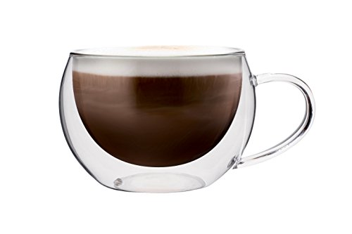 Maxxo Vasos de Doble Pared Cappuccino 4X 300 ml Copas de Vidrio Térmico Resistente al Calor y Frío Tazas con Efecto Flotante para Té y Café