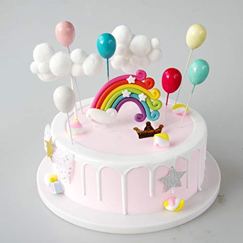Maygone Clouds - Juego de decoración para tartas de cumpleaños y cupcakes Juego de arco iris