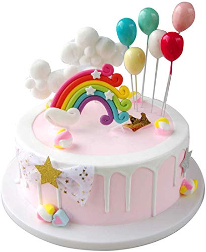 Maygone Clouds - Juego de decoración para tartas de cumpleaños y cupcakes Juego de arco iris