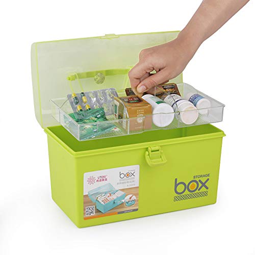 Mayish Verde Caja de Medicamentos Caja Maquillaje Botiquín Caja de Almacenamiento de Plástico Botiquin de Primeros Auxilios Caja de Almacenamiento Pequeña con Cerradura, 1 Paquete