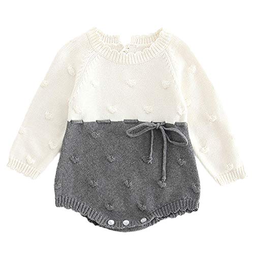 MAYOGO Invierno Ropa Bebé Crochet Niña Pelele Manga Larga Mameluco Ropa de Punto Bebe Niña Recien Nacido Dulces Hija Mono Jumpsuit Bebe Bodis 3 a 6 Meses,0-2 Años