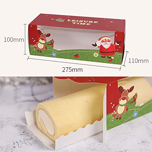 MBEN Windowcake Cuadro de Navidad Rollo de Pastel, Navidad Tronco de Navidad Caja con Ventana y la Torta de la Tarjeta, Paquete de Hornear - Pack de 10, 27,5 * 11 * 10cm