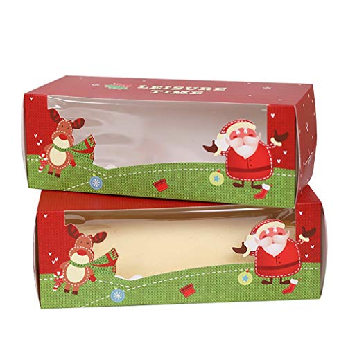 MBEN Windowcake Cuadro de Navidad Rollo de Pastel, Navidad Tronco de Navidad Caja con Ventana y la Torta de la Tarjeta, Paquete de Hornear - Pack de 10, 27,5 * 11 * 10cm