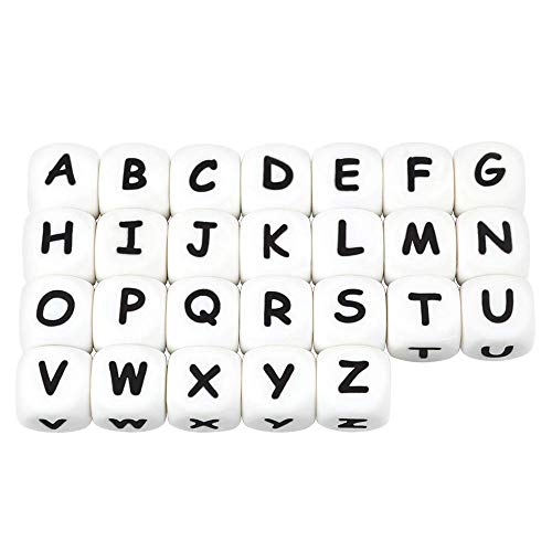 MCGMITT Cuentas Silicona Letras Bebé 100pcs para Chupetero de Enfermería DIY Cadena Chupetes Pulsera Anillo Chupetero Personalizado con Nombre