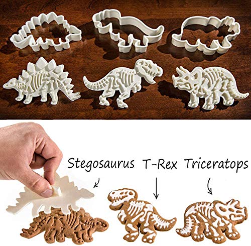 mciskin Dinosaurios Cortador de Galletas Conjunto - 6 Piezas Acrilico Moldes Galletas con Cortadores de Repostería - Cocina Hornear Decorativos Herramientas para Infantiles