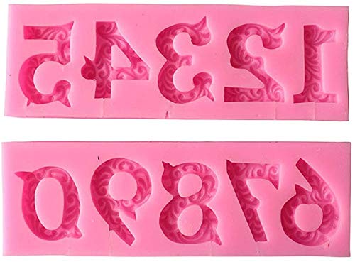 mciskin - Molde de silicona para fondant en relieve 3D con agujero para decorar tartas de cumpleaños (rosa)