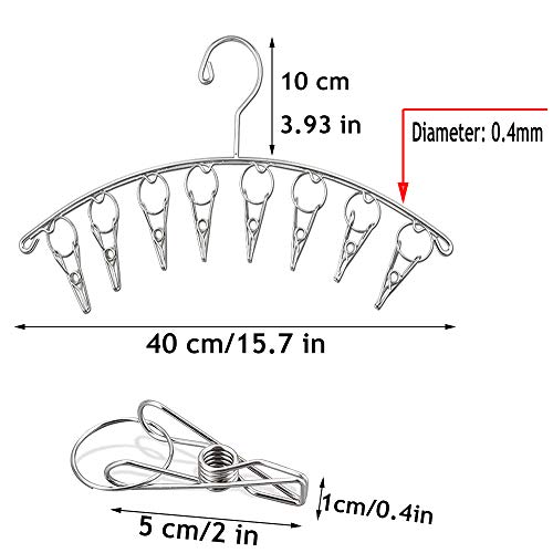 MDCEO 3pcs Colgador de Ropa de Acero Inoxidable, Percha, a Prueba de Viento Tendedero con 8 Pinzas para Tender La Colada, Ropa, Calcetines, Ropa Interior (Diseño Interno a Prueba de Viento)