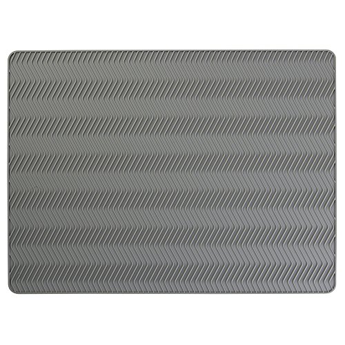 mDesign Alfombrilla escurreplatos de silicona de tamaño grande - Esterilla multiusos para secar platos y copas, se puede utilizar como salvamanteles – gris