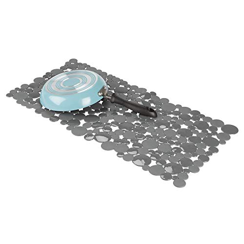 mDesign Alfombrillas antideslizantes para recortar – Base para fregadero grande con diseño de pompas de jabón – Tapetes protectores de PVC para la vajilla y el fregadero – gris