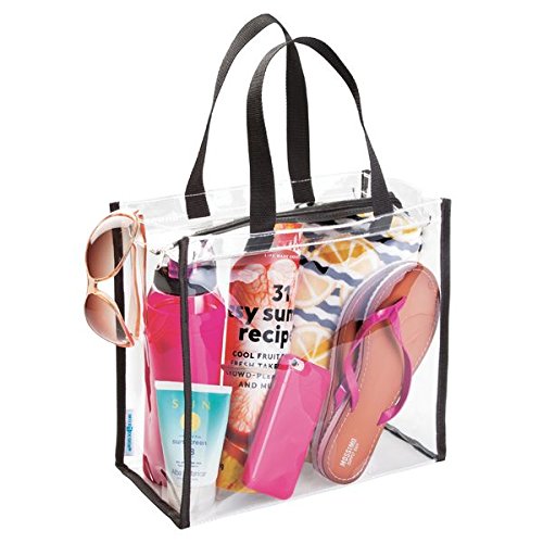 mDesign bolsa viaje perfecta para sus accesorios - Bolsa playa o para artículos de higiene y cosméticos - Bolsa multiusos color transparente/negra