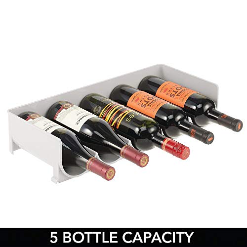 mDesign Botellero apilable – Práctico Estante para Vino en plástico para hasta 5 Botellas – Manejable Mueble vinoteca para Botellas de Vino y Otras Bebidas – Gris Claro