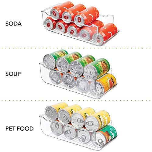 mDesign Caja de almacenaje para frigorífico y armarios de cocina – Contenedor de plástico ideal para alimentos, con capacidad para 9 latas – Práctico organizador de nevera – transparente