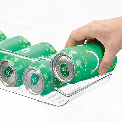 mDesign Caja de almacenaje para frigorífico y armarios de cocina – Contenedor de plástico ideal para alimentos, con capacidad para 9 latas – Práctico organizador de nevera – transparente