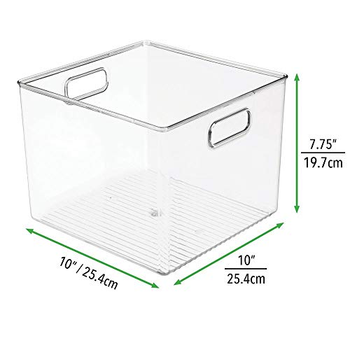 mDesign Caja de Almacenamiento para la Nevera – Organizador de plástico para Fruta, conservas, medicinas y más – Cajas organizadoras Grandes de plástico sin BPA para Cocina y despensa – Transparente