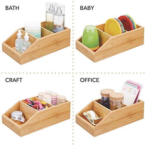 mDesign Caja organizadora grande en madera de bambú para cocina y despensa – Organizador de cocina con diseño abierto – Caja de madera ecológica para alimentos de todo tipo – color bambú