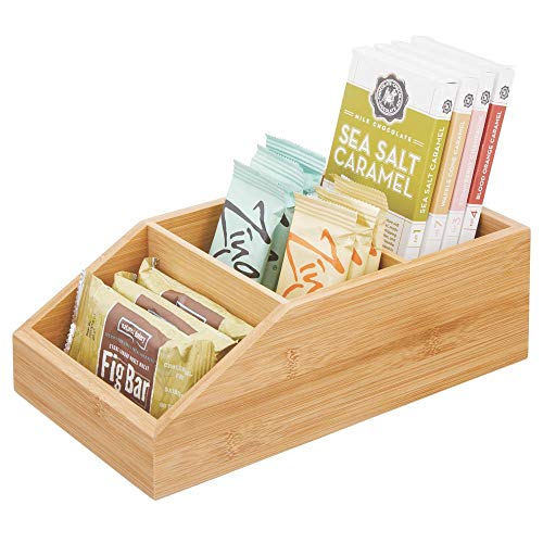 mDesign Caja organizadora grande en madera de bambú para cocina y despensa – Organizador de cocina con diseño abierto – Caja de madera ecológica para alimentos de todo tipo – color bambú