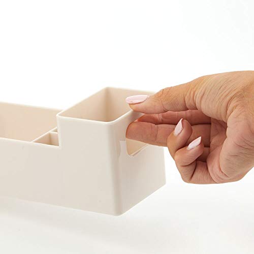 mDesign Caja para medicamentos con asas para el baño – Cajas clasificadoras apilables con 7 compartimentos para guardar tiritas o aceites – Organizador de baño de plástico sin BPA – crema