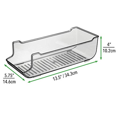 mDesign Cajas de almacenaje para frigorífico y armarios de cocina – Contenedores de plástico con capacidad para 9 latas – Práctico organizador de nevera – gris humo