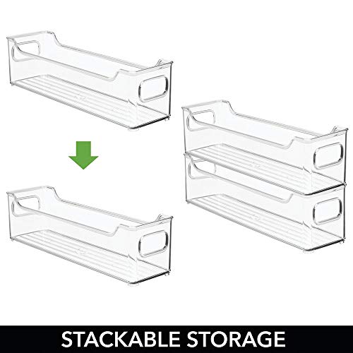 mDesign Cestas organizadoras para artículos de bebé – Contenedor plástico con asas para un cómodo transporte, sin tapa – Caja para bebé de plástico sin BPA para juguetes, pañales y más – transparente