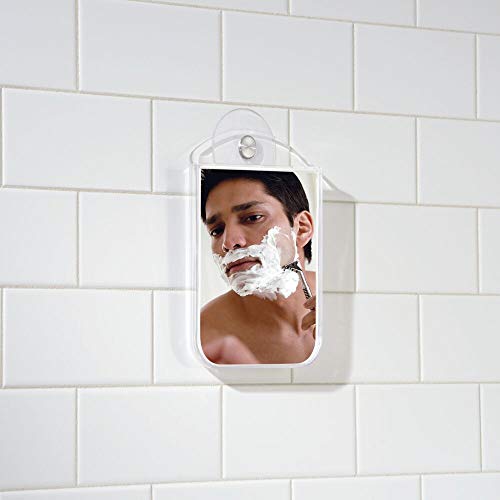 mDesign espejo baño con ventosa - Espejo tocador de plástico y acero inoxidable - Espejo para ducha - Ideal para afeitarse o peinarse dentro de su baño