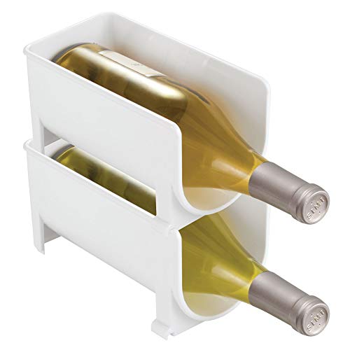 mDesign Estante para botellas - Ahorre espacio con este botellero apilable y tenga siempre ordenadas sus botellas de vino, agua o refrescos - Vinoteca (set de 4 soportes individuales) - Blanco