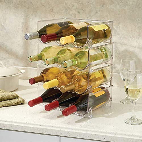 mDesign Estante para botellas – Ahorre espacio gracias a este botellero apilable y tenga siempre ordenadas sus botellas de vino – Perfecto botellero para 12 botellas