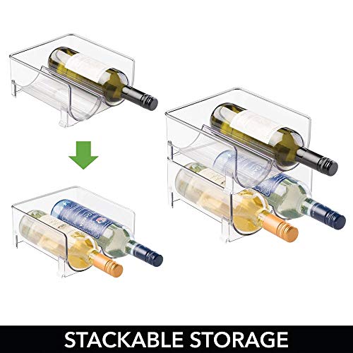 mDesign Estante para botellas de vino - Ahorre espacio con este botellero apilable y tenga siempre ordenadas sus botellas de vino, agua o refrescos - Vinoteca para 8 botellas - transparente