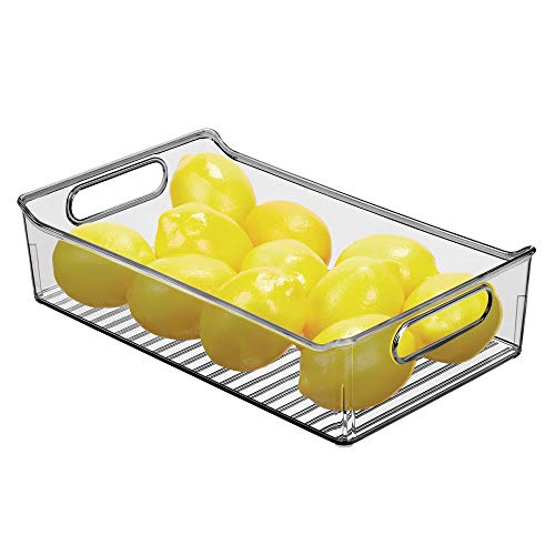 mDesign Fiambreras para el frigorífico – Cajas de plástico para guardar alimentos – Organizador de nevera para lácteos, frutas y otros alimentos – gris humo