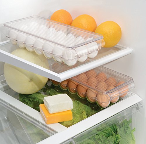 mDesign – Huevera de plástico para la nevera - Envase para huevos grande con capacidad para 21 huevos - El complemento de cocina imprescindible - grande - transparente