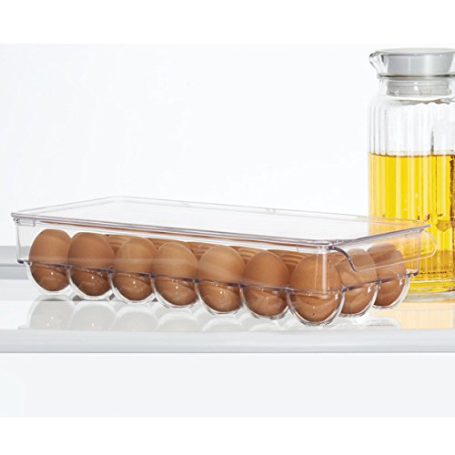 mDesign – Huevera de plástico para la nevera - Envase para huevos grande con capacidad para 21 huevos - El complemento de cocina imprescindible - grande - transparente