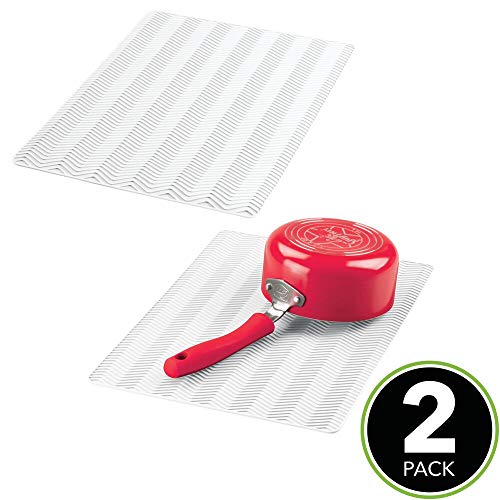 mDesign Juego de 2 alfombrillas antideslizantes de silicona – Práctico tapete escurridor con dibujo de espiga para ollas y vajilla – Escurreplatos para la cocina apto para lavavajillas – blanco