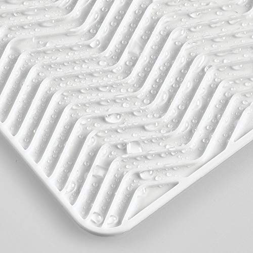 mDesign Juego de 2 alfombrillas antideslizantes de silicona – Práctico tapete escurridor con dibujo de espiga para ollas y vajilla – Escurreplatos para la cocina apto para lavavajillas – blanco
