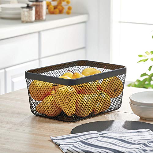 mDesign Juego de 2 Cajas Multiusos de Metal de 30,5 cm x 22,9 cm x 15,2 cm – Organizador de Cocina, despensa, baño y más – Cesta de almacenaje de Alambre, compacta y Universal – Negro