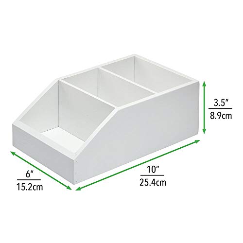 mDesign Juego de 2 Cajas organizadoras Grandes de Madera de bambú – Organizador de Cocina y despensa con 3 Compartimentos y diseño Abierto – Caja de Madera ecológica para Alimentos – Blanco