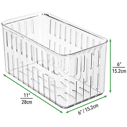 mDesign Juego de 2 Cajas organizadoras para frigorífico – Prácticas Cajas para Comida con Ranuras de ventilación para una Mejor conservación – Cajas plásticas sin BPA para la Nevera – Transparente