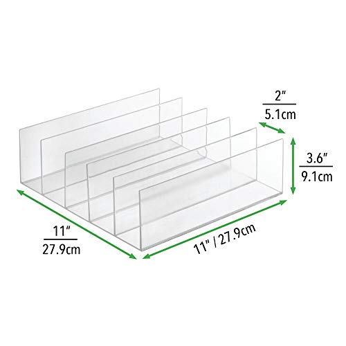 mDesign Juego de 2 Soportes para Carteras – Práctico Expositor de plástico para Bolsos de Mano, monederos, billeteros, etc. – Organizador de Bolsos con 5 Ranuras – Transparente