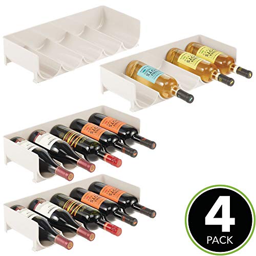 mDesign Juego de 4 estantes para Vino – Práctico botellero apilable en plástico para hasta 5 Botellas – Manejable Mueble vinoteca para Botellas de Vino y Otras Bebidas – Beige