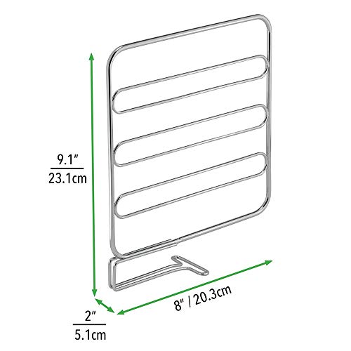 mDesign Juego de 8 separadores metálicos para organizar armarios y estanterías – Prácticos divisores de estantes y repisas – Sistema sencillo para colocar sin tornillos – plateado