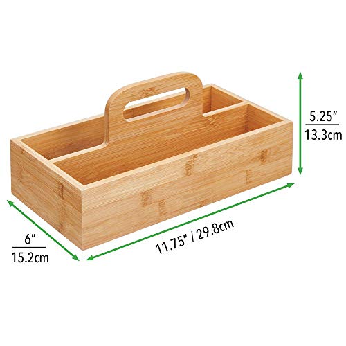 mDesign Organizador de Cocina – Práctica Caja de almacenaje para Cocina, Muebles y despensa – Cesta con asa de Madera de bambú – Natural