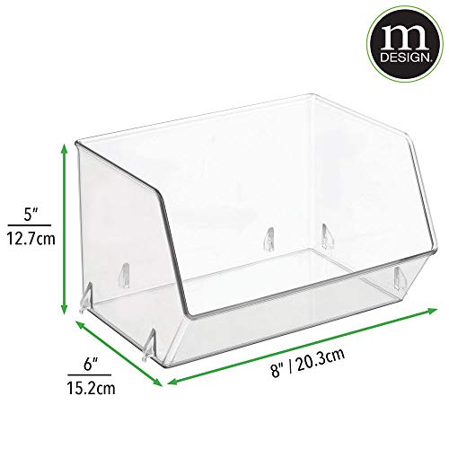 mDesign Organizador de frigorífico para guardar alimentos – Cajas de almacenamiento con frontal abierto para nevera, armario o congelador – Caja de plástico libre de BPA – Juego de 4 – transparente