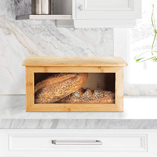 mDesign Panera de Madera con práctica Ventana – Caja de Pan con Tabla de Cortar como Tapa – Ideal para Guardar Pan de Forma ecológica y con Estilo – Color Natural