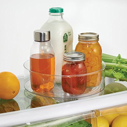 mDesign Plato giratorio – Práctico organizador de cocina para frigorífico y armario – También ideal como especiero – transparente