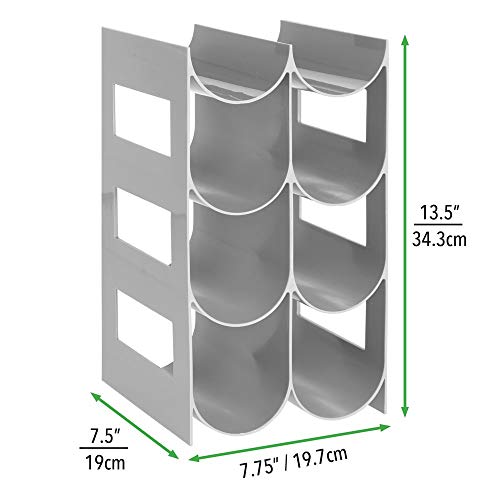 mDesign Práctico estante para botellas de vino – Botelleros para vino y otras bebidas para guardar hasta 8 unidades – Vinoteca de plástico de pie – gris