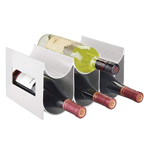 mDesign Práctico Estante para Botellas de Vino y Otras Bebidas – Botelleros para Vino de plástico con Capacidad para hasta 6 Unidades – Vinoteca de plástico de pie – Gris Claro