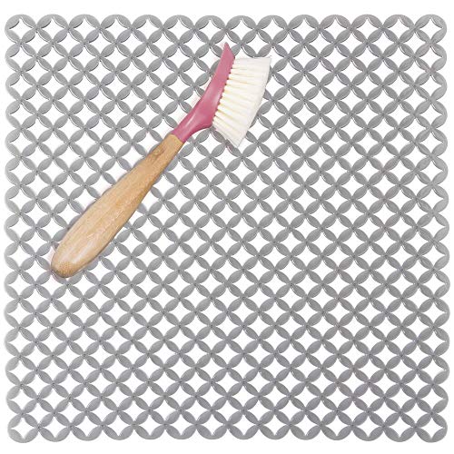 mDesign Protector Fregadero – Tapete de Silicona con Ranuras, Evita arañazos en fregaderos de Acero Inoxidable – Alfombrilla escurridora para Pila o encimera – 32 x 28,5 cm – Color Gris Grafito