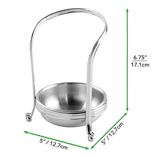 mDesign Reposa cucharas de Metal Resistente – Firme Soporte metálico para Herramientas de Cocina como cucharones, cucharas de Madera, Cuchillos o espátulas – Plateado