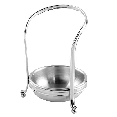 mDesign Reposa cucharas de Metal Resistente – Firme Soporte metálico para Herramientas de Cocina como cucharones, cucharas de Madera, Cuchillos o espátulas – Plateado