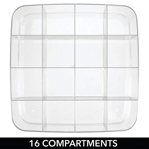 mDesign Vitrina coleccionista – Caja expositora para pared en plástico con 16 divisiones – Estantería de pared cuadrada para coches de colección, figuras, esmalte de uñas o perfumes – transparente