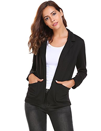 Meaneor Mujer Mangas Largas Un Botón Hombro Acolchado Informal Americana Tipo 'boyfriend' Blazer